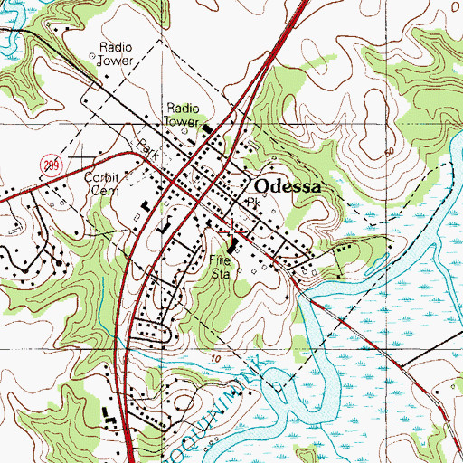 Topographic Map of Odessa Post Office, DE
