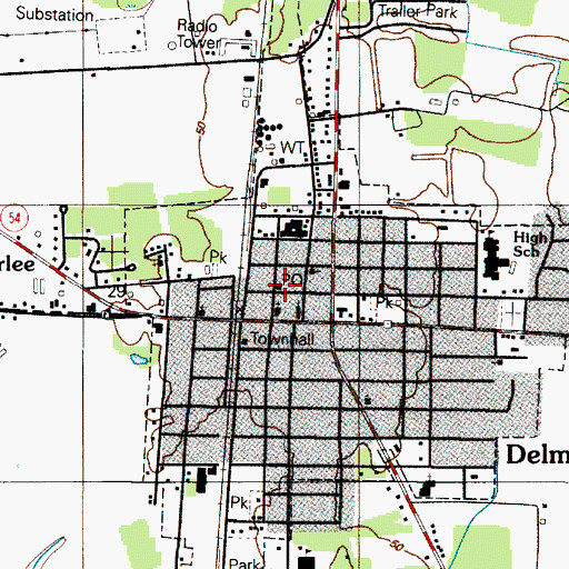 Topographic Map of Delmar Post Office, DE