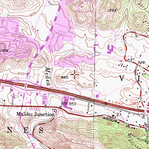 Topographic Map of Agoura Hills Post Office, CA