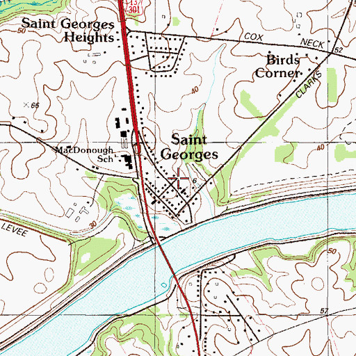 Topographic Map of Saint Georges Post Office, DE