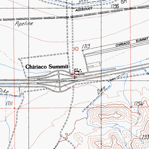 Topographic Map of Chiriaco Summit Post Office, CA