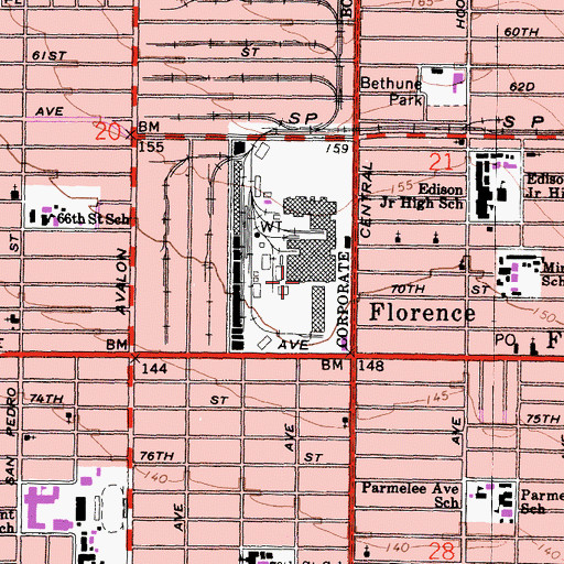 Topographic Map of Los Angeles Post Office, CA