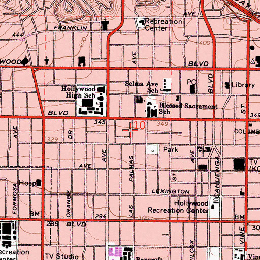 Topographic Map of Sunset Post Office, CA