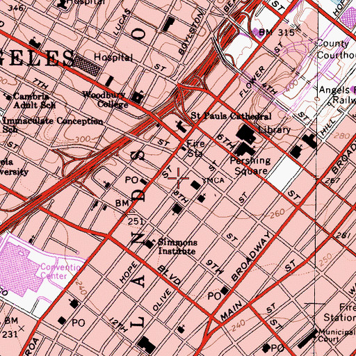 Topographic Map of Macys Retail Store Post Office, CA