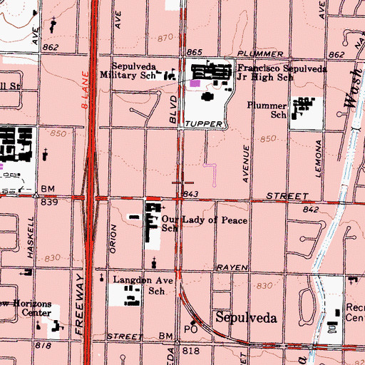 Topographic Map of North Hills Post Office, CA