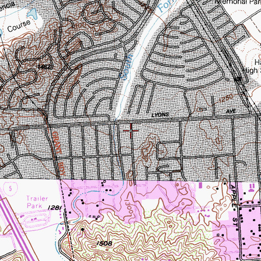 Topographic Map of Lyons Post Office, CA
