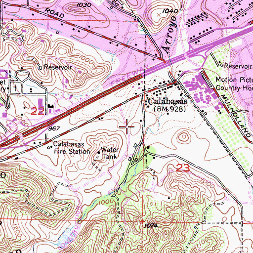 Topographic Map of Calabasas Post Office, CA