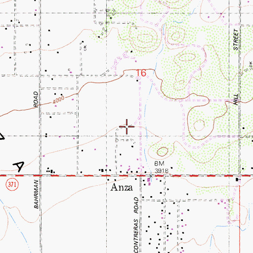 Topographic Map of Anza Post Office, CA