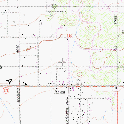 Topographic Map of Anza Post Office, CA