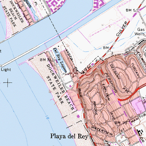 Topographic Map of Playa Del Rey Post Office, CA