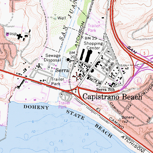 Topographic Map of Capistrano Beach Post Office, CA