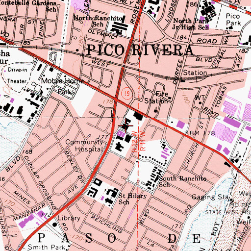 Topographic Map of Crossroads Plaza Post Office, CA
