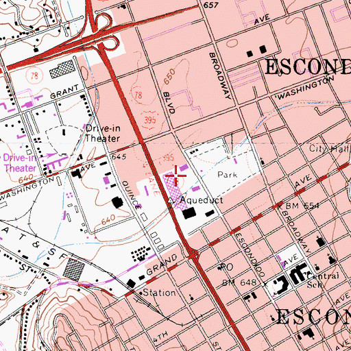 Topographic Map of Escondido Postal Store Post Office, CA