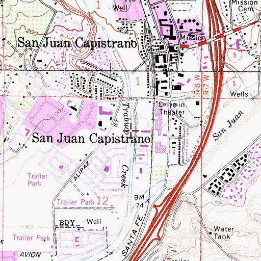 Topographic Map of San Juan Plaza Post Office, CA