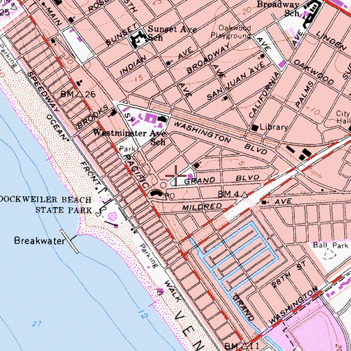 Topographic Map of Venice Post Office, CA