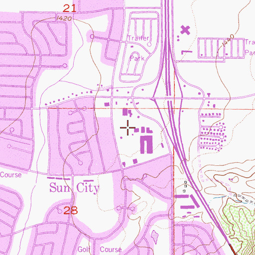 Topographic Map of Sun City Finance Post Office, CA