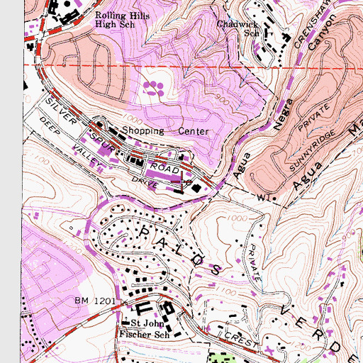Topographic Map of Palos Verdes Peninsula Post Office, CA