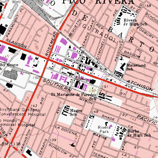 Topographic Map of Slauson Post Office, CA