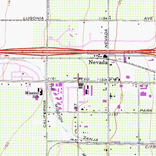 Topographic Map of San Bernardino MO Windows Post Office, CA