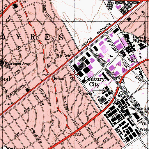 Topographic Map of Gelson's Markets Post Office, CA