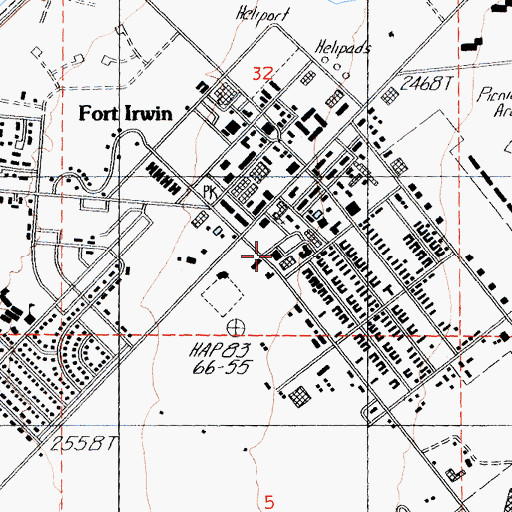 Topographic Map of Fort Irwin Post Office, CA