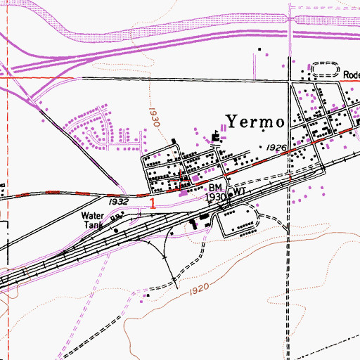 Topographic Map of Yermo Post Office, CA