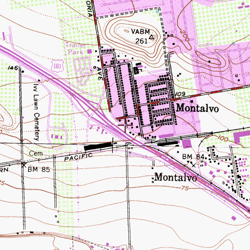 Topographic Map of Montalvo Post Office, CA