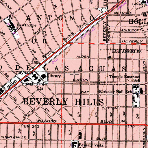 Topographic Map of Beverly Hills Post Office, CA