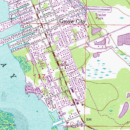 Topographic Map of Grove City Post Office, FL