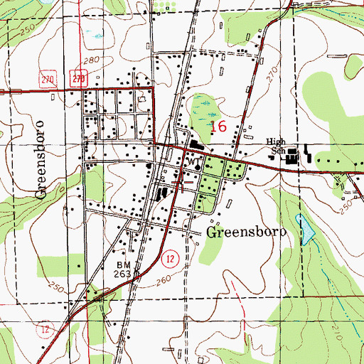 Topographic Map of Greensboro Post Office, FL