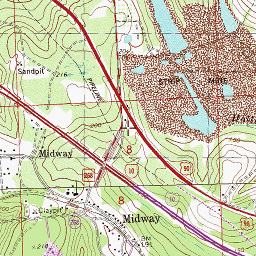 Topographic Map of Midway Post Office, FL