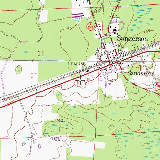 Topographic Map of Sanderson Post Office, FL