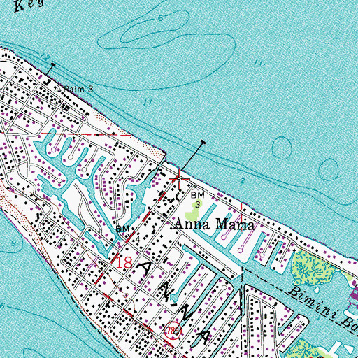 Topographic Map of Anna Maria Post Office, FL