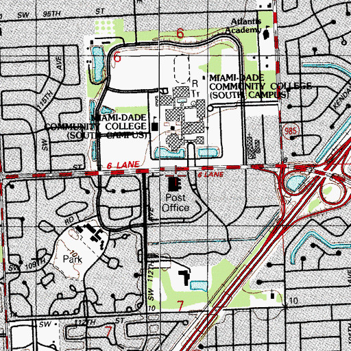 Topographic Map of Snapper Creek Post Office, FL