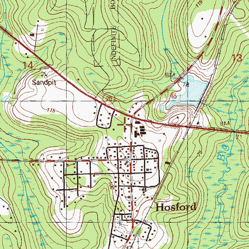 Topographic Map of Hosford Post Office, FL