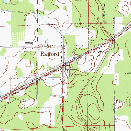 Topographic Map of Raiford Post Office, FL