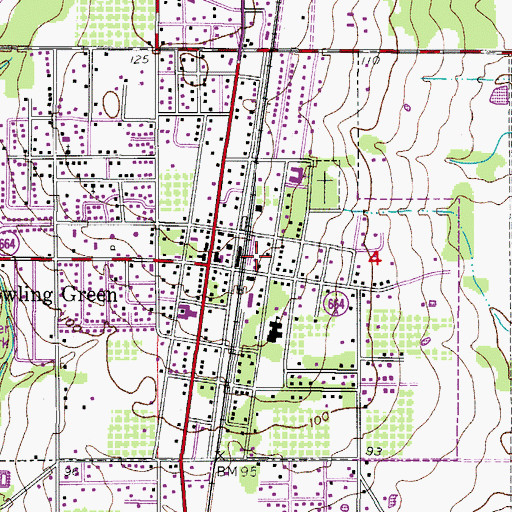 Topographic Map of Bowling Green Post Office, FL