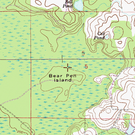 Topographic Map of Bear Pen Island, FL