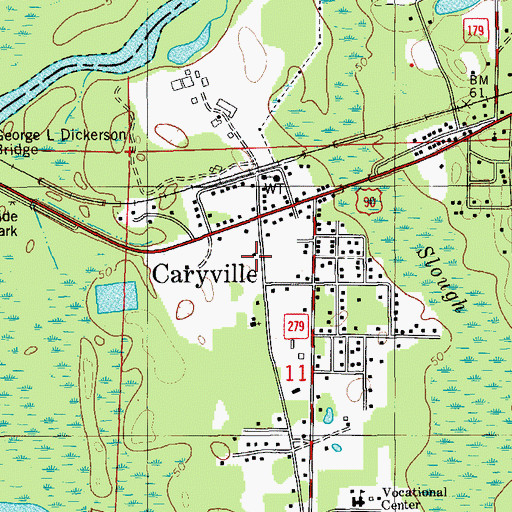 Topographic Map of Caryville Post Office, FL