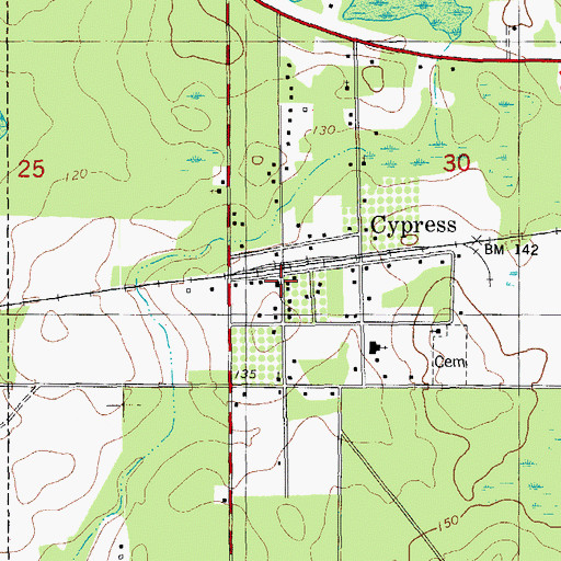 Topographic Map of Cypress Post Office, FL