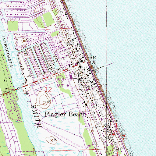 Topographic Map of Flagler Beach Post Office, FL