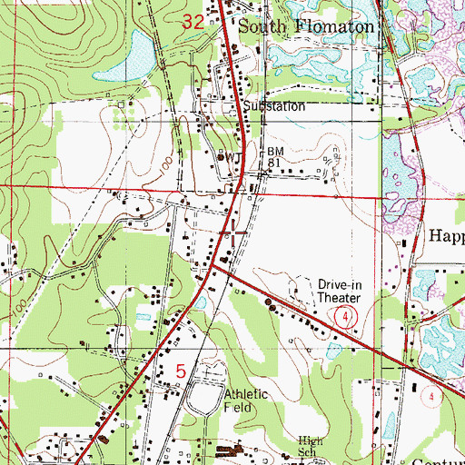 Topographic Map of Century Post Office, FL