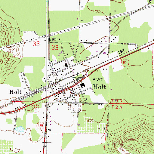 Topographic Map of Holt Post Office, FL