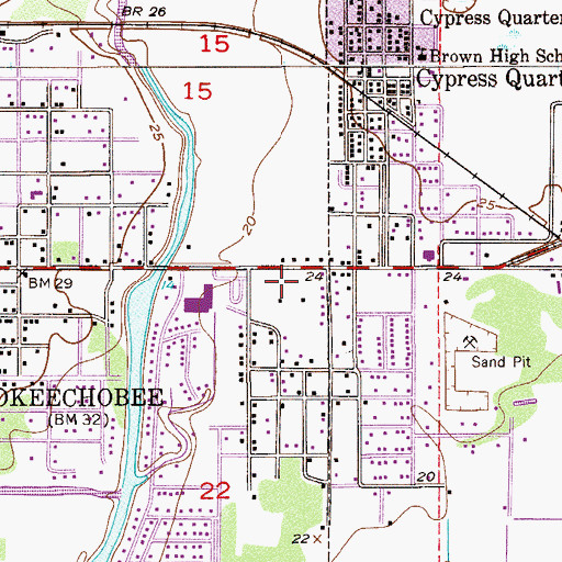 Topographic Map of Okeechobee Post Office, FL