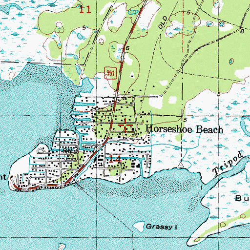 Topographic Map of Horseshoe Beach, FL