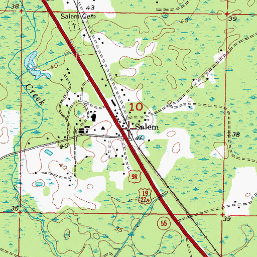 Topographic Map of Salem Post Office, FL