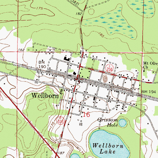Topographic Map of Wellborn Post Office, FL