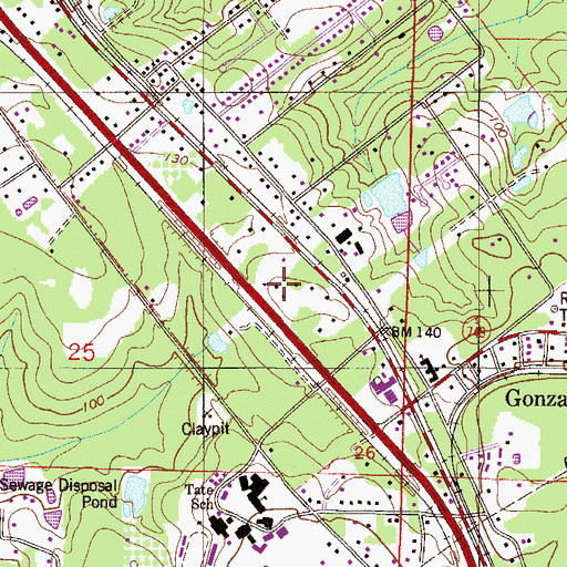 Topographic Map of Cantonment Post Office, FL