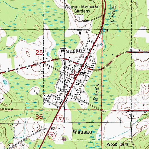 Topographic Map of Wausau Post Office, FL