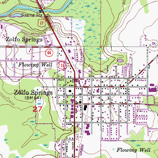 Topographic Map of Zolfo Springs Post Office, FL